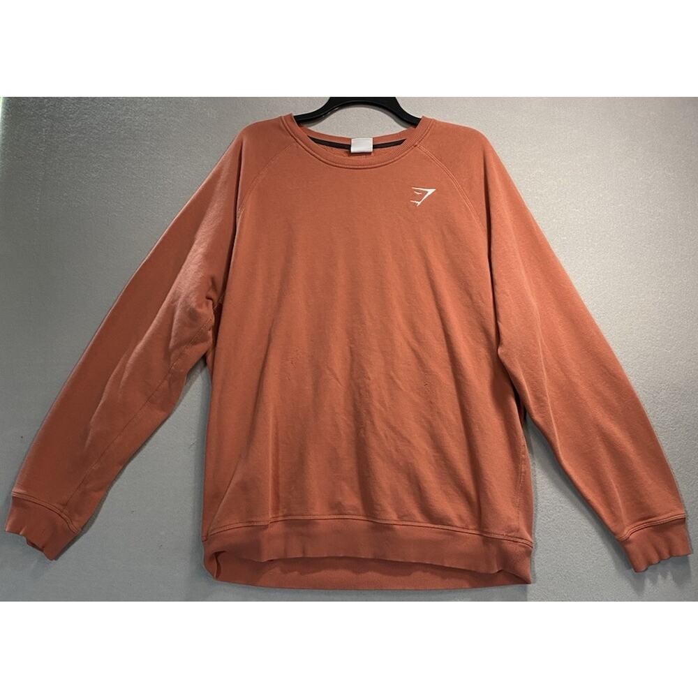 Gymshark Orange Brown XXL Pullover Sweatshirt Men's Long Sleeve Crew Neck Logo